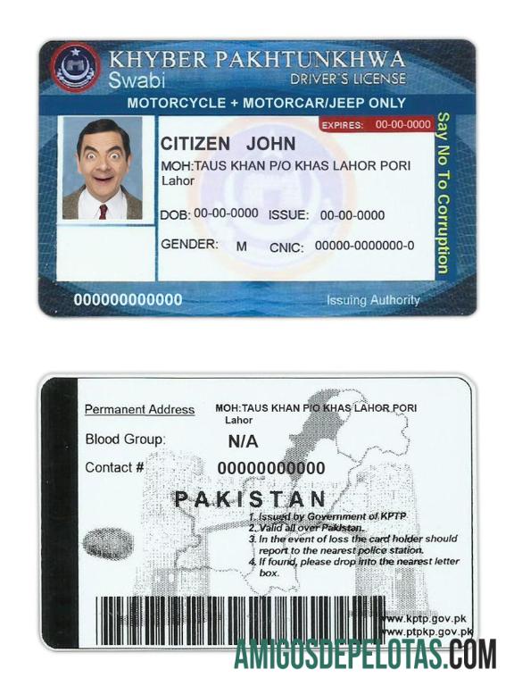 Carteira de motorista do Paquistão baixar para verificação